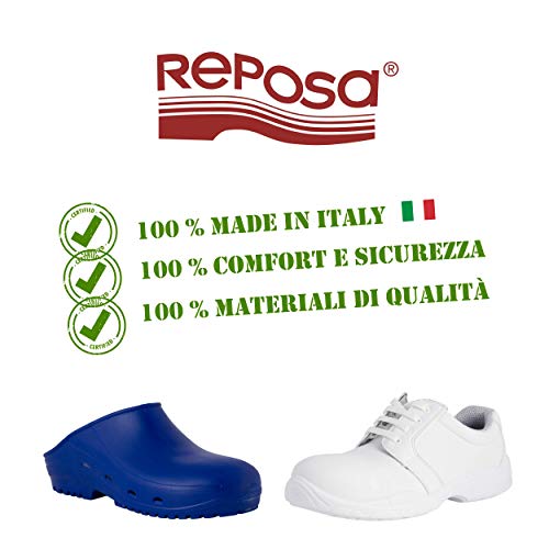 REPOSA Nurse Zapatos de Trabajo, Zapatos de Trabajo Cerrados Tipo mocasín con Puntera, Parte Superior de Microfibra Transpirable, Zapatos Sanitarios con Plantilla anatómica, Suela de PU