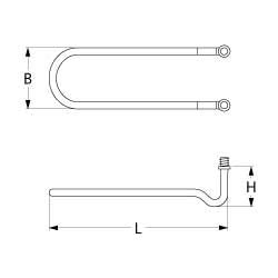 Resistencia 1600 W 230 V NR. Espirales 1 L 275 mm LAR. 38 mm H 28 mm rosca M10X1 GIGA, HORECA-SELECT, SILANOS, WHIRLPOOL Artículo en chisko it: 583740