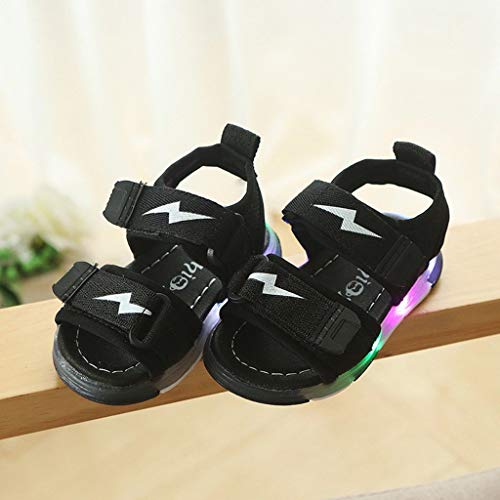 riou Unisex Niños Sandalias Verano relámpago LED luz Deportes Playa Zapatos Sandalias Ligero y cómodo Linda de Dibujos Animados Playa Sandalias Velcro 21-30