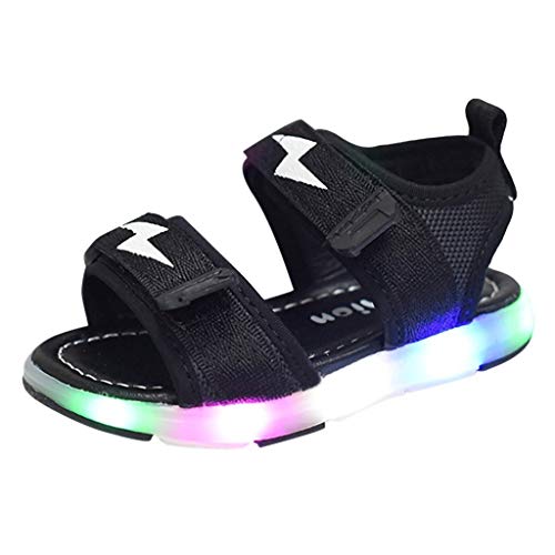 riou Unisex Niños Sandalias Verano relámpago LED luz Deportes Playa Zapatos Sandalias Ligero y cómodo Linda de Dibujos Animados Playa Sandalias Velcro 21-30