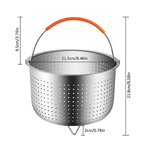 Ritte Cesta de Acero Inoxidable para Arroz, 304 para Cocinar al Vapor a Presión de Arroz, Olla a Presión, Vaporizador Antisalpicaduras, Multifunción, Cesta de Limpieza de Frutas con Mango de Silicona