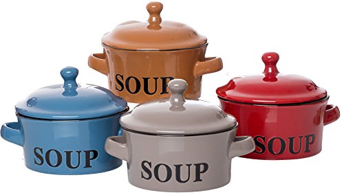 Ritzenhoff & Breker Regina - Tazas de sopa con tapa y asa (4 unidades, 460 ml), varios colores