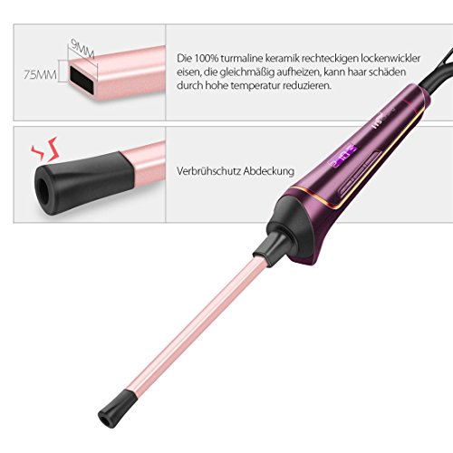 Rizador de Pelo, Rulos de Cerámica de 9 mm,LCD Digital Chop Stick Style Hair Curler-Para Hombre/Mujeres/Niños -Enchufe de la EU