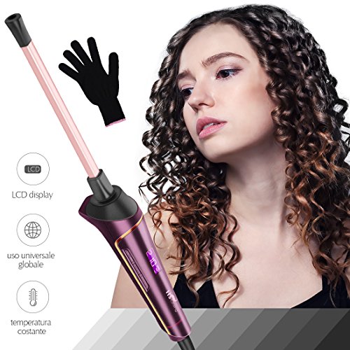 Rizador de Pelo, Rulos de Cerámica de 9 mm,LCD Digital Chop Stick Style Hair Curler-Para Hombre/Mujeres/Niños -Enchufe de la EU