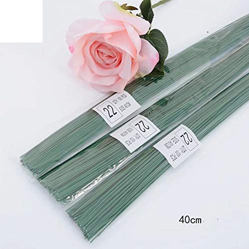 Rmeet Alambre de Tallo,Floral Wire 100 Pack Verde Floristas Alambres de Calibre para Flores Artificiales Boda Decoraciones Artesanía 40CM 22#