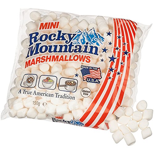 Rocky Mountain Marshmallows Mini 150g, dulces tradicionales americanos para asar en la hoguera, a la parrilla o al horno, 1x150g