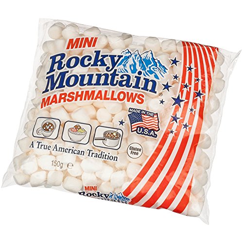 Rocky Mountain Marshmallows Mini 150g, dulces tradicionales americanos para asar en la hoguera, a la parrilla o al horno, 1x150g