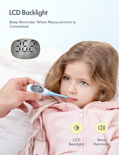 Roffie Termómetro Digital de Cuerpo, Medición Segura en 8 Segundos Para La Boca y Las Axilas, Advertencia de Anormalidad de Temperatura de Fiebre, Adecuado Para Bebés, Niños, Adultos o Ancianos