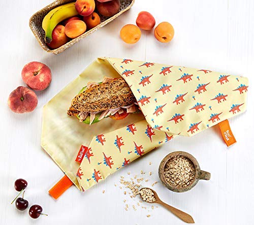 Roll'eat - Boc'n'Roll Animals Dino - Bolsa Merienda Porta Bocadillos Ecológica y Reutilizable sin BPA