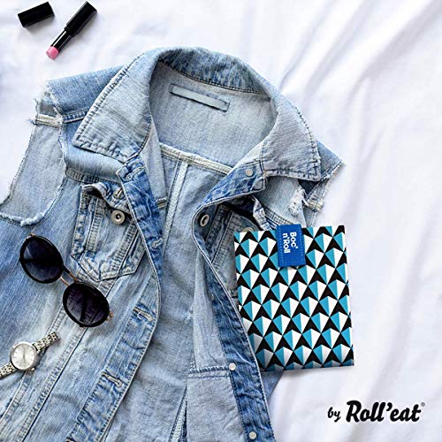 Roll'eat - Boc'n'Roll Tiles Bolsa Merienda Porta Bocadillos Ecológica y Reutilizable sin BPA, Azul