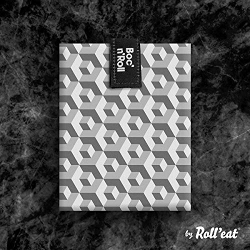 Roll'eat - Boc'n'Roll Tiles Bolsa Merienda Porta Bocadillos Ecológica y Reutilizable sin BPA, Negro