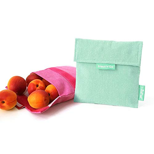 Roll'eat - Snack'n'Go Eco - Bolsa Merienda Porta Snacks Ecológica y Reutilizable sin BPA, Menta