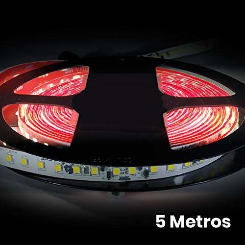 Rollo de 5 metros de Tira de Luz LED Directa a 220v con Conectores. Color Blanco Calido (3000K). Impermeable. Corte cada 10cm. A++