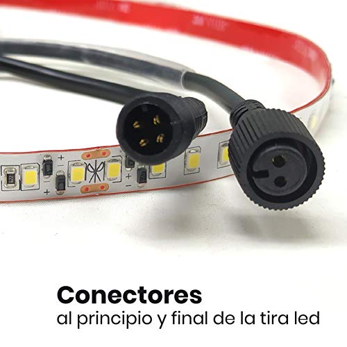 Rollo de 5 metros de Tira de Luz LED Directa a 220v con Conectores. Color Blanco Calido (3000K). Impermeable. Corte cada 10cm. A++