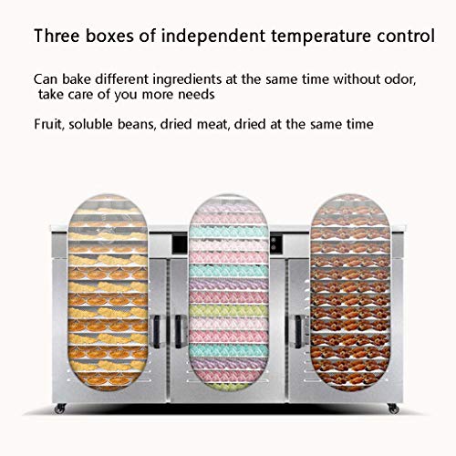 ROMX Secadora de Alimentos Grandes comerciales Deshidratador Acero Inoxidable Eléctrico 48 bandejas Apilable Gran Capacidad 30-100 ℃ Temporizador de Temperatura Ajustable de 24 Horas Uso Industrial