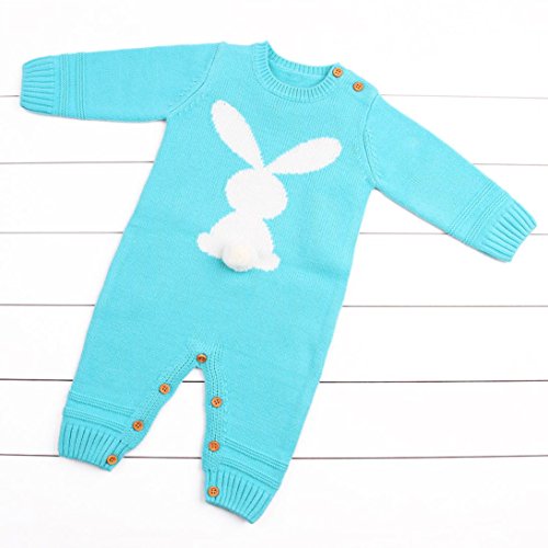 Ropa bebé Infantil Recién Nacido bebé niño niña Armadura Mameluco de Punto Mono Trajes Ropa 0-24 Mes (Cielo Azul, Tamaño:12-18Mes)