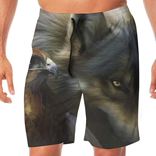 Ropa Deportiva para Hombres Wolf and Eagle Summer Transpirable Secado rápido Bañador Shorts de Playa Shorts Cargo L