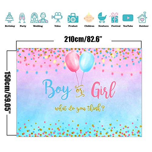 Rosa y Azul Revelación Género Decoraciones, Fiesta Bienvenida a Bebé Pancarta Decoración, Banner Sorpresa Género, Fondo de Fotografía Baby Shower, 150 x 210 cm