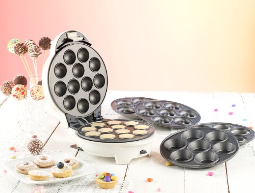 Rosenstein & Söhne DonutMaker: 3 en 1 – Máquina para cupcakes y cakepop con revestimiento antiadherente (Donut Muffin & Cake Pop Maker)