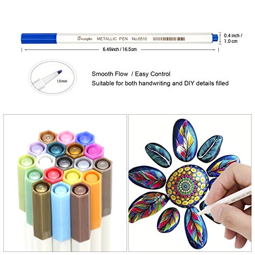 Rotuladores Metálicos，RATEL 20 colores brillantes Marcador Metálico para manualidades de bricolaje, pintura rupestre, álbum de fotos de bricolaje Rotuladores Metalizados para cerámica