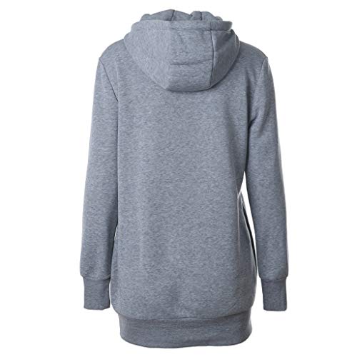 ROVNKD - Camiseta de Manga Larga para Mujer, Jersey de Manga Larga para Mujer, Talla M, Sudadera con Capucha Gris XL