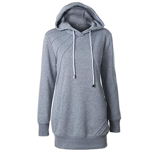 ROVNKD - Camiseta de Manga Larga para Mujer, Jersey de Manga Larga para Mujer, Talla M, Sudadera con Capucha Gris XL