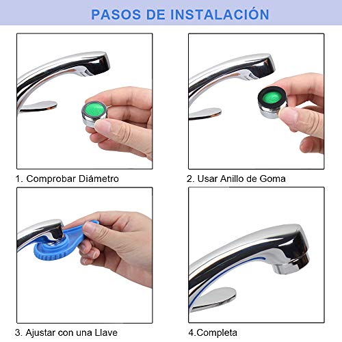 Rovtop Atomizador Ecológico de Agua Aireador para Grifos M24 - Atomizador Ecológico de Boquillas 24 mm con Llave Ingresa, Filtro Grifo para Ahorro de Agua de Cocina/Baño Grifo (Verde)