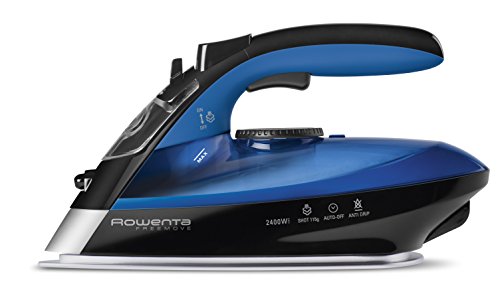 Rowenta DE5010D1 Freemove Plancha de vapor sin cable con golpe de vapor 115 g/min, 2400 W, 250 ml, suela Microsteam 400 láser, Azul/Negro