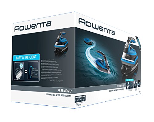 Rowenta DE5010D1 Freemove Plancha de vapor sin cable con golpe de vapor 115 g/min, 2400 W, 250 ml, suela Microsteam 400 láser, Azul/Negro