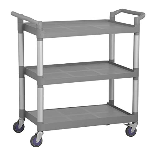 Royal Catering Carro Cocina Carrito de Servicio con Ruedas RCSW 3P (3 Estantes, Hasta 180 kg, Aluminio y plástico robusto, Distancia entre estantes: 30 cm)