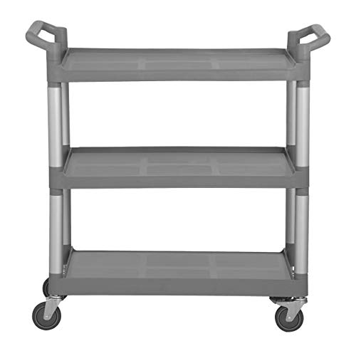 Royal Catering Carro Cocina Carrito de Servicio con Ruedas RCSW 3P (3 Estantes, Hasta 180 kg, Aluminio y plástico robusto, Distancia entre estantes: 30 cm)