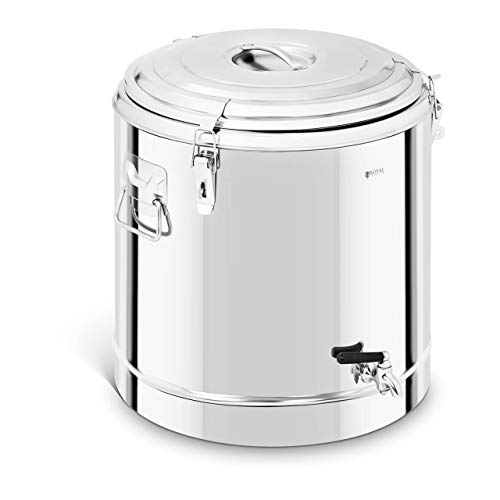 Royal Catering Contenedor Isotérmico Acero Inoxidable Termo Inox. RCTP-50ET (Doble Capa, Almacenamiento De Calor Hasta 12 h, Con Grifo De Vaciado, 50 L)