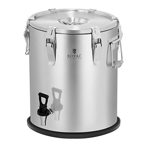 Royal Catering Contenedor Isotérmico Termo para Alimentos RCTP-25DT (25 L, Mantenimiento del calor de 6–8 h, Llave de drenaje) Acero Inoxidable