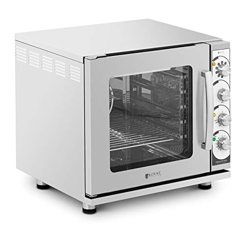 Royal Catering Horno De Convección Profesional Para Hostelería RC-EO423MS (3.000 W, Función de vapor y grill, Bandeja incluida)