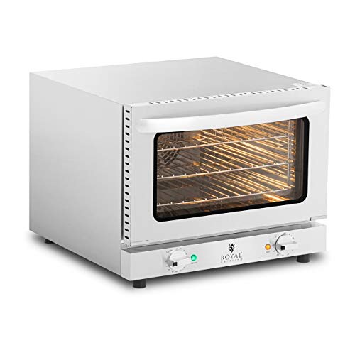 Royal Catering Horno De Convección Profesional Para Hostelería RCCO-2.1 (Temporizador de 0 a 120 min, 70-250 °C, 2.150 W, 3 rejillas incluidas)