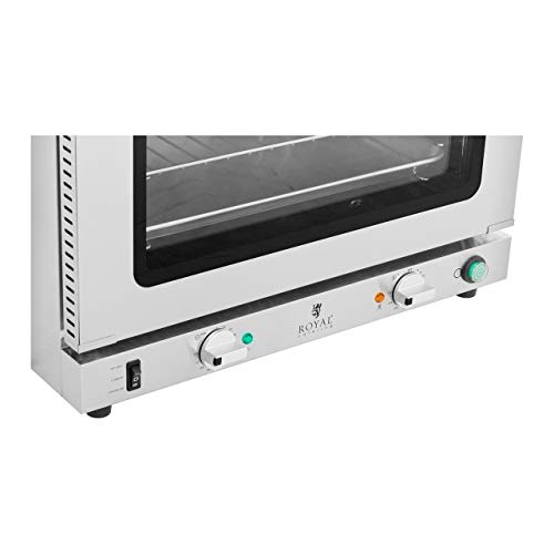 Royal Catering Horno De Convección Profesional Para Hostelería RCCO-3.0 (Temporizador de 0 a 120 min, 65-250 °C, 2.800 W, 3 rejillas y una bandeja incluidas)