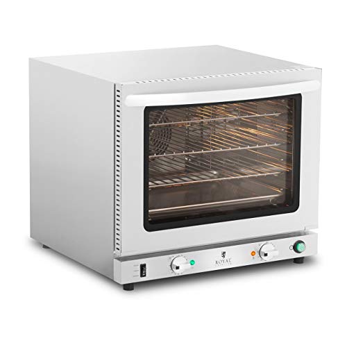 Royal Catering Horno De Convección Profesional Para Hostelería RCCO-3.0 (Temporizador de 0 a 120 min, 65-250 °C, 2.800 W, 3 rejillas y una bandeja incluidas)