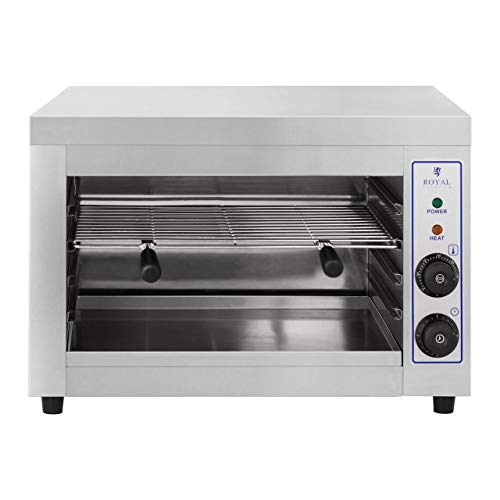 Royal Catering Horno Tostador Hornillo eléctrico Salamandra Cocina RCES-580 (3250 W, 230 V, 50-300° C, Temporizador 15 min, Acero inoxidable)