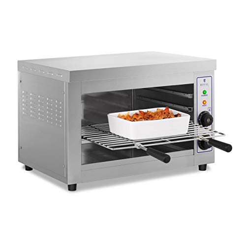 Royal Catering Horno Tostador Hornillo eléctrico Salamandra Cocina RCES-580 (3250 W, 230 V, 50-300° C, Temporizador 15 min, Acero inoxidable)