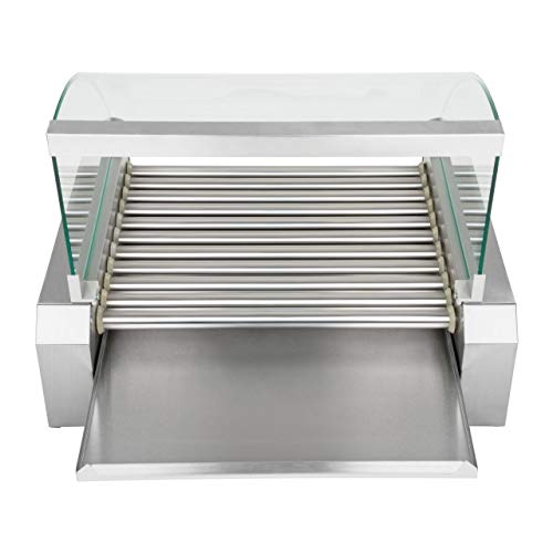 Royal Catering Máquina Asador de perritos calientes RCHG-11E (11 Rodillos, 20 Salchichas, 2200 W, 230 V, 2 Zonas calentadoras individuales, 58,2 x 48 x 42,5 cm, Acero inox)