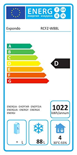 Royal Catering Mini Arcón Congelador Profesional RCFZ-W88L (88 L, Puerta de cristal aislante, Iluminación LED, Cerradura, Temperatura - 7 bis - 24 °C, incl. Cesta, Rejilla de separación)