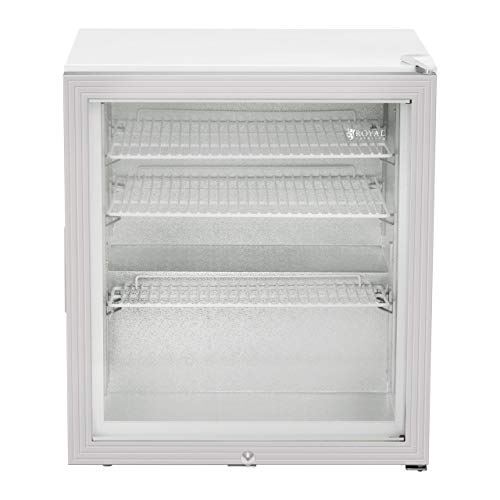 Royal Catering Mini Arcón Congelador Profesional RCFZ-W88L (88 L, Puerta de cristal aislante, Iluminación LED, Cerradura, Temperatura - 7 bis - 24 °C, incl. Cesta, Rejilla de separación)