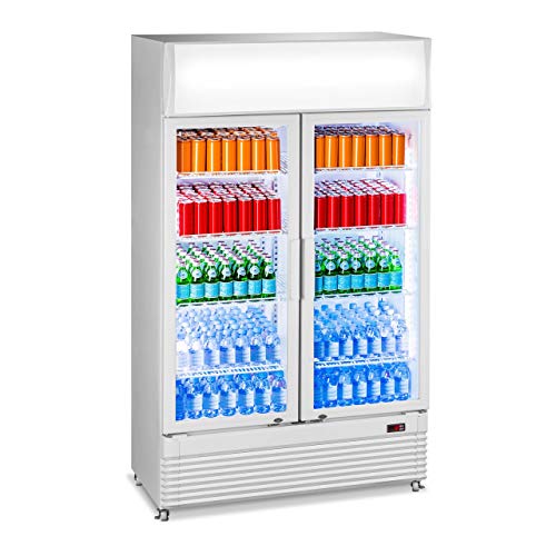 Royal Catering RCGK-600C Nevera Expositora de Bebidas Frigorifico Botellas Nevera para Bebidas Refrigerador (600 L, 2–10 °C, 400 W, 112,5x56,5x196 cm) Blanco