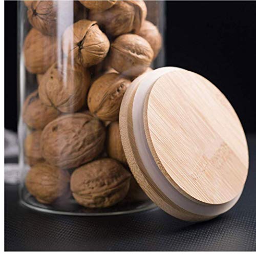 Rrunzfon 3pcs De Almacenamiento De Alimentos De Cristal Tarro De Almacenamiento Botellas Tarros con Tapa De Madera para Granos Frijoles Té Caramelo-500ml