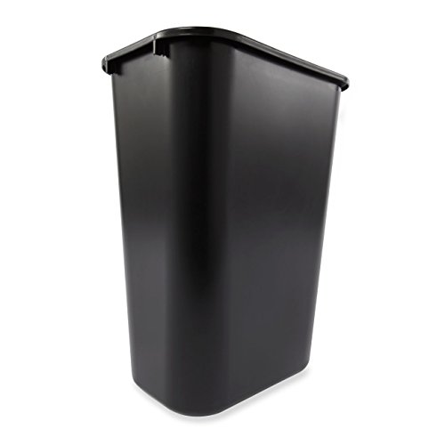 Rubbermaid Commercial Products FG295700BLA Papelera Rectangular con Tapa Basculante, Capacidad de 39 L, Negro