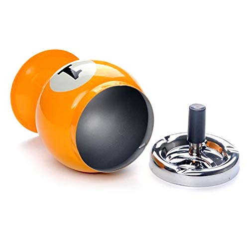 RUIXFFT Bola de Billar Cenicero, Creativo Empuje hacia Abajo Cigarrillos cenicero sin Base metálica Fumadores Cenicero for Uso en Interiores o al Aire Libre (Color : Orange)