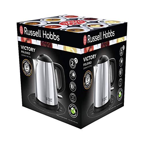 Russell Hobbs 24990-70 Victory - Hervidor de Agua Eléctrico acero inox detalles en plastico, 2200W, 1 litro