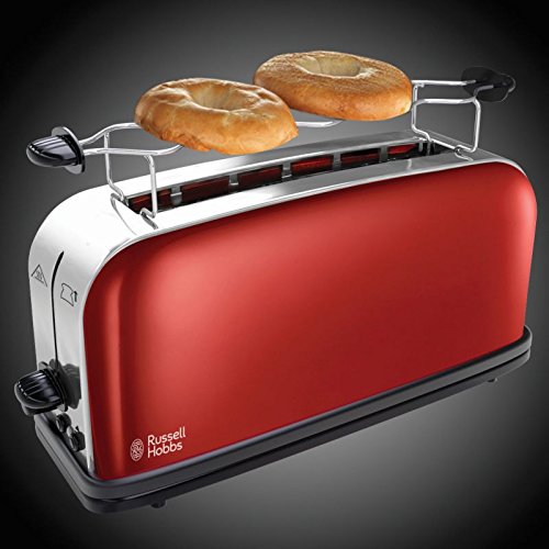 Russell Hobbs Colours Plus 21391-56 - Tostadora (Ranura Larga y Ancha, para 2 Rebanadas, Acero Inoxidable, Rojo)