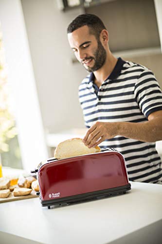 Russell Hobbs Colours Plus 21391-56 - Tostadora (Ranura Larga y Ancha, para 2 Rebanadas, Acero Inoxidable, Rojo)