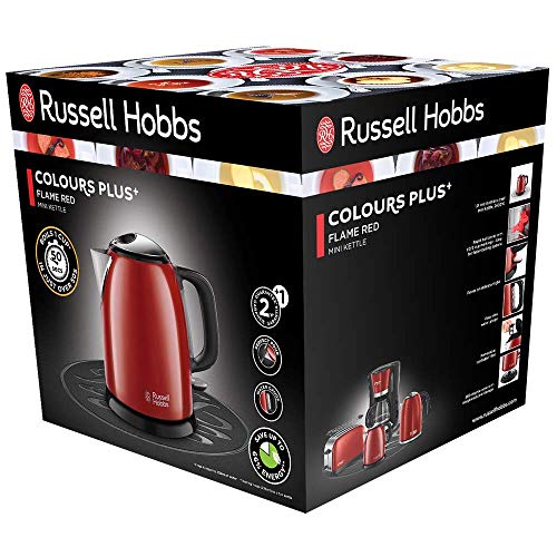 Russell Hobbs Colours Plus - Hervidor de Agua Eléctrico Pequeño (2400W, Hervidor de 1l, Kettle Inox, Rojo)-ref. 24992-70